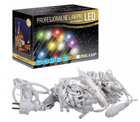 Lampki choinkowe 100 LED P65 multikolor IP65 biały przewód 10m