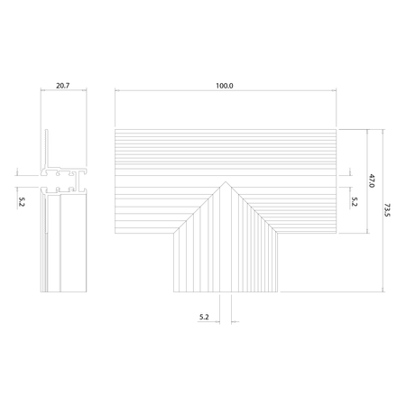 Narożnik podtynk T magnetic track 5mm