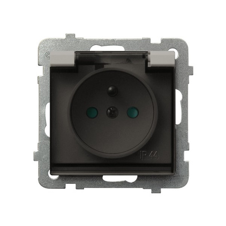 Ospel Sonata Kaszmir Gniazdo bryzgoszczelne z uziemieniem IP-44 z przesłonami torów prądowych wieczko przezroczyste GPH-1RZP/m/82/d