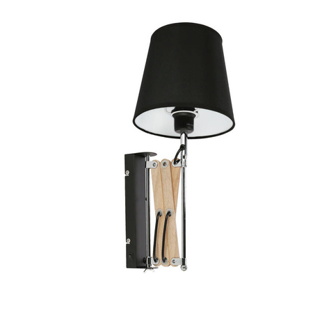 Kinkiet czarny chrom/drewno regulowany 40W E27 Mito Candellux 21-75420