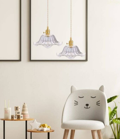 Lampa wisząca sufitowa szklana FLOWER przezroczysta 1xE27