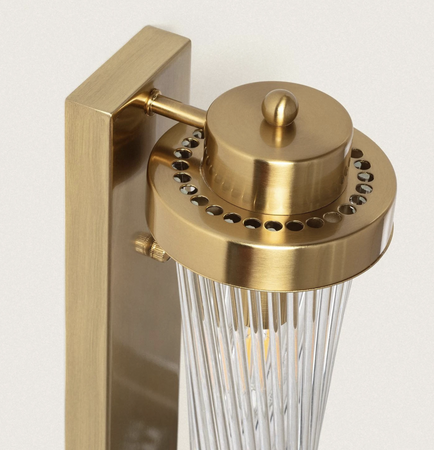 Kinkiet ścienny ryflowany z Metalu i Szkła MARSEN 2xE14 złoty