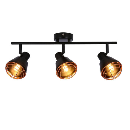 Lampa ścienna/sufitowa czarna klosz miedziany 3xE14 40W Neria 