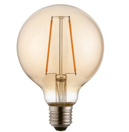 Żarówka dekoracyjna LED E27 G95 2W 2500K kula amber