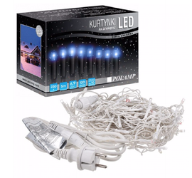 Kurtynka świetlna 120 LED SOPLE niebieska IP44 5mb biały przewód