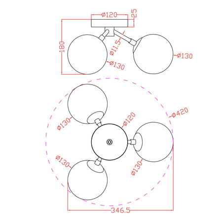 Light prestige Dorado 3 plafon złoty LP-002/3C
