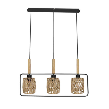 Crown Lampa Wisząca Czarny 3X40W E27 Abażur Beżowy