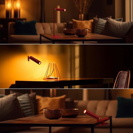 Lampka Biurkowa V-TAC 4w1 37cm Kinkiet Klips Latarka 3W LED Czerwona 
