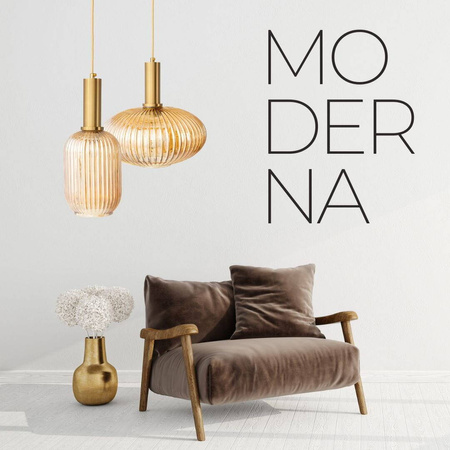 Lampa wisząca szklana MODERNA duża złota amber