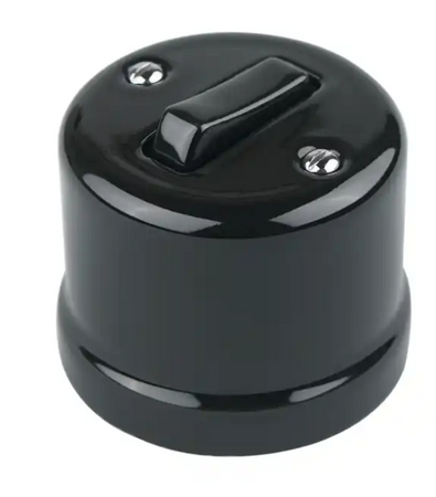 Włącznik ceramiczny dzwonkowy czarny natynkowy klawiszowy