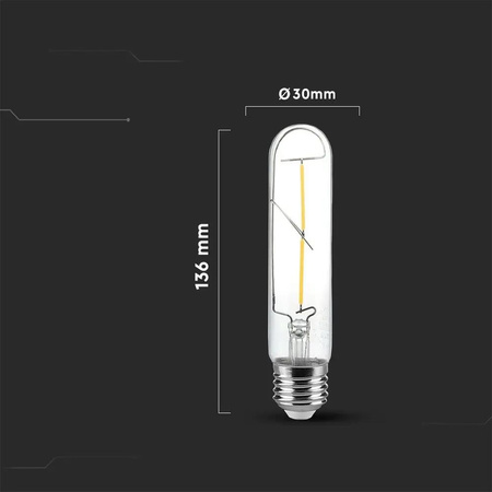 Żarówka LED V-TAC 2W T30 E27 Filament 30x136mm VT-2042-N 3000K 200lm
