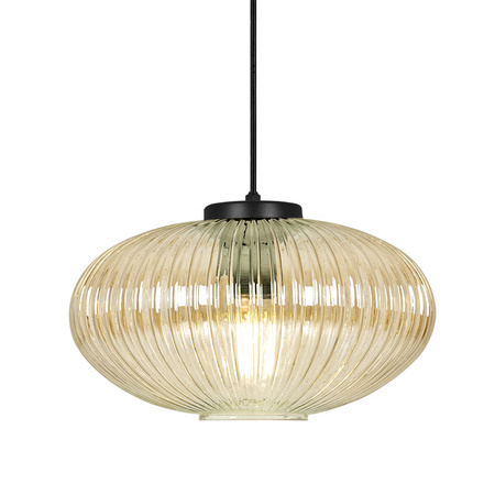 Lampa wisząca ze szklanym, ryflowanym kloszem K-5673 z serii DROP
