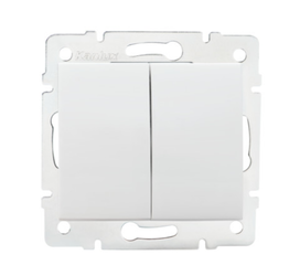 Włącznik podwójny świecznikowy podtynkowy LOGI biały