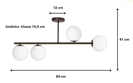 Lampa sufitowa Milano czarna 4xE14 mleczne kule