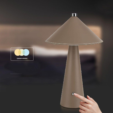 Lampka Biurkowa Nocna V-TAC 3W LED 33cm CCT Ładowanie USB-C Ściemnianie Brązowa Skóra 