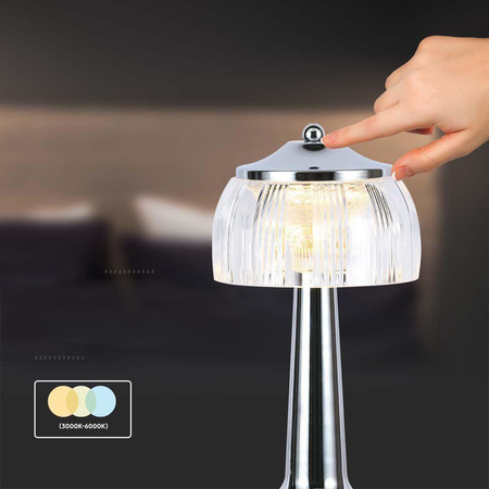 Lampka Biurkowa Nocna V-TAC 1W LED 26cm Ładowanie USB Ściemnianie Chrom 