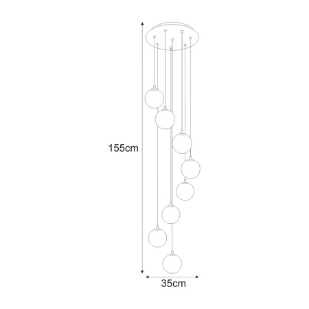 Lampa wisząca z ośmioma mlecznymi kloszami K-5552 z serii ASPEN