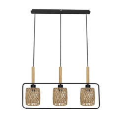 Crown Lampa Wisząca Czarny 3X40W E27 Abażur Beżowy