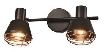Lampa ścienna/sufitowa czarna klosz miedziany 2xE14 40W Neria