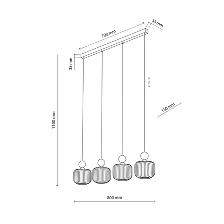 BALLO LAMPA WISZĄCA 4XE14