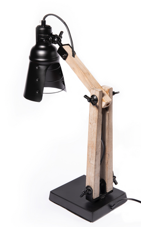 Industrialna  Lampka biurkowa czarna naturalne drewno / metal Loft