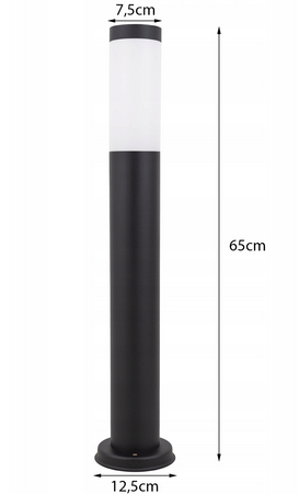 Słupek ogrodowy czarny okrągły 1xE27 lampa IP44 65cm z gniazdem sieciowym