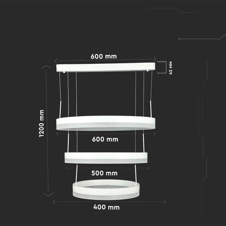 Oprawa Zwieszana LED V-TAC 82W Soft Light Chandelier Ściemnianie Biały VT-82-3-W-N 3000K 4550lm 3 Lata Gwarancji