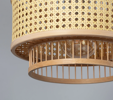 Rattanowa Lampa wisząca pleciona E27 naturalna Boho