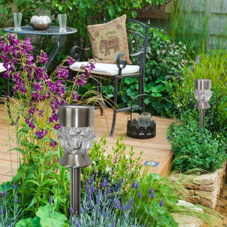 Lampa solarna inox Led KRYSZTAŁEK RGB satyna