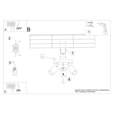 Lampa sufitowa VERDO 3P czarny