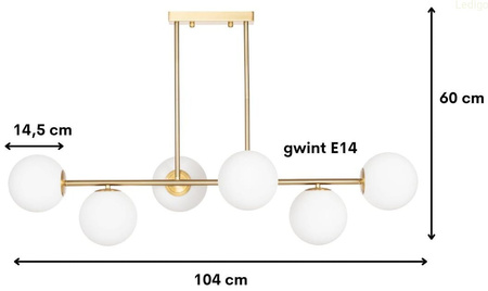 Lampa sufitowa Milano złota 6xE14 mleczne kule EP1C21