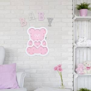 Lampa dekoracyjna drewniana Led MIŚ Różowy na baterie