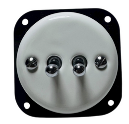 Włącznik ceramiczny podtynkowy podwójny  / schodowy Toogle biały / srebrny