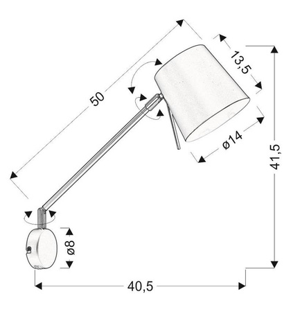 Kinkiet obrotowy czarny matowy regulowany E27 40W Killy 