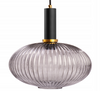 Szklana Lampa wisząca karbowana Retro grafitowa 30cm