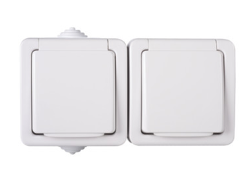 Gniazdo z bolcem podwójne poziome natynkowe TEKNO IP54 biały