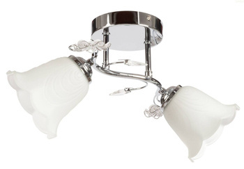 Lampa sufitowa podwójna plafon z kryształkami 2xE27