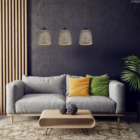 Lampa wisząca 3xE27 potrójna listwa czarna 