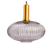 Szklana Lampa wisząca karbowana Retro grafitowa 30cm złota