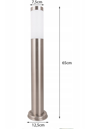 Słupek ogrodowy srebrny okrągły 1xE27 lampa IP44 65cm 
