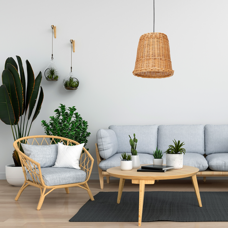 Lampa wisząca VIMINI NATURAL WOOD 1xE27 wiklinowa boho