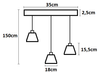 Lampa sufitowa czarna metalowa plafon 3 klosze stożki