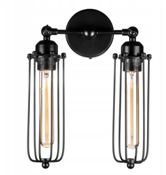 Metalowy kinkiet czarny 2 x E27 T30 rustykalny