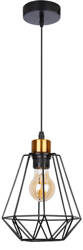 Lampa wisząca czarna + złoty druciany klosz Primo 31-06189