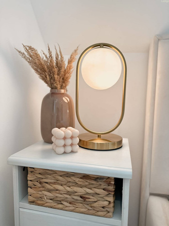 Lampka nocna stołowa elegancka złota Milano Ring E14