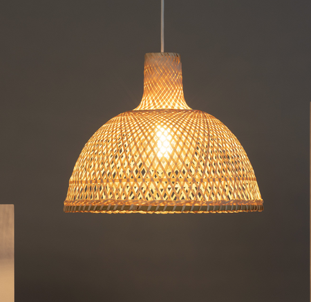 Rattanowa Lampa wisząca pleciona E27 naturalna Boho 38cm