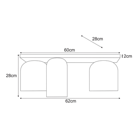 Unikalna lampa sufitowa z trzema różnymi kloszami K-5626 z serii CAPRI