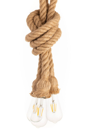 Lampa wisząca jutowa biała sznur konopny 3 oprawy