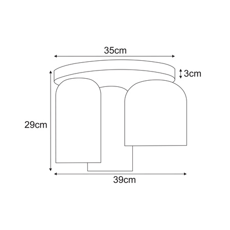 Lampa sufitowa, trzy klosze na okrągłej podstawie K-5625 z serii CAPRI
