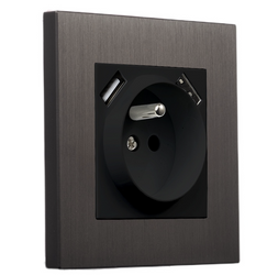 Gniazdo podtynkowe 2xUSB TOGGLICA kwadrat dla 4U, WAVE, DEUCE, BRĄZ SZCZOTKOWANY